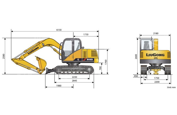 Мини-экскаватор LiuGong CLG908D гусеничный (7,5 тонны)